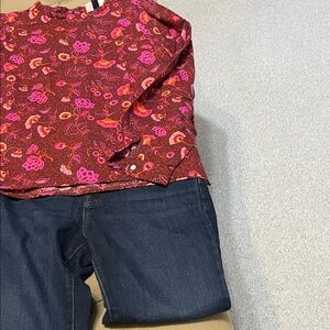 Universal Thread Vibrant Red and Pink Patterned Blouse